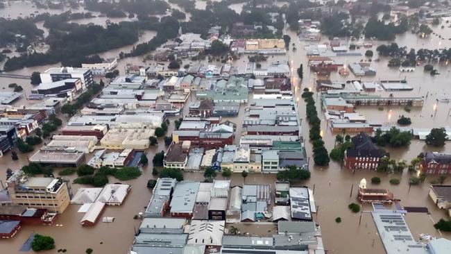 An aerial image of the flooding in Lismore. Picture: NCA NewsWire