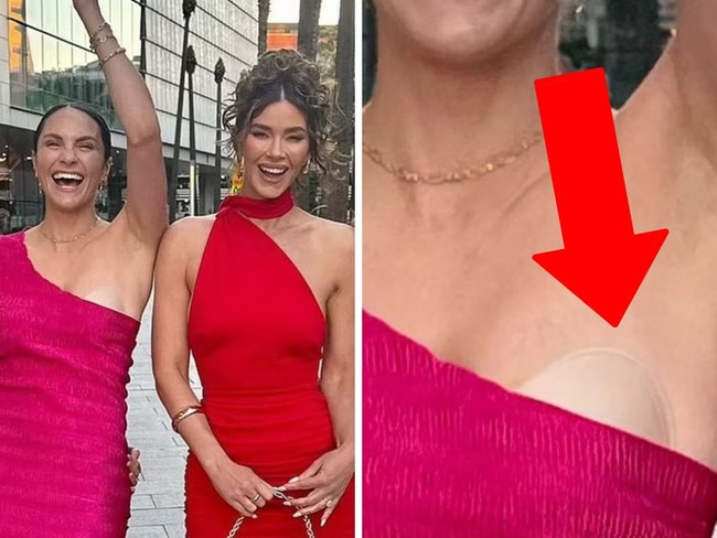 An influencer has suffered a "wardrobe malfunction" but has taken it in her stride. Picture: Instagram/Laura Byrne