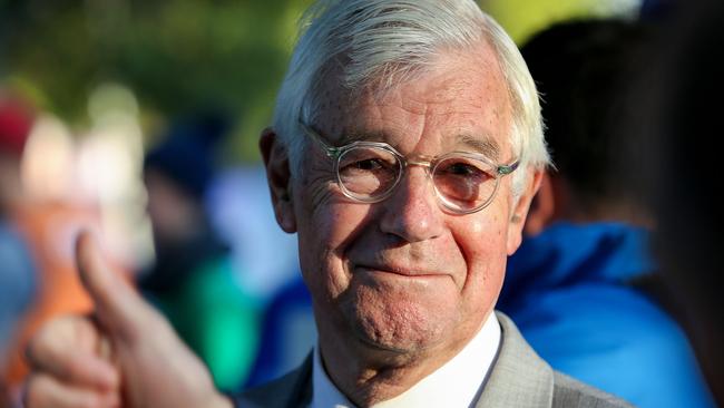 Julian Burnside outside a polling station. Picture: Ian Currie