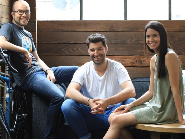 Canva co-founders Cameron Adams, Cliff Obrecht, and Melanie Perkins