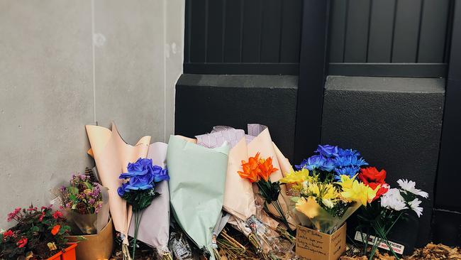 A floral tribute to Lachie Andrews outside KFC Casino. Picture: Tessa Flemming