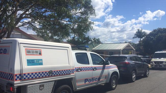 Police on scene at an alleged murder at Murrumba Downs. Picture: John Gass