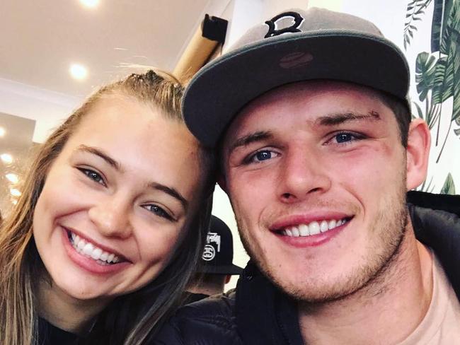 Giumelli and her partner South Sydney Rabbitohs star, Tom Burgess. Source: Instagram