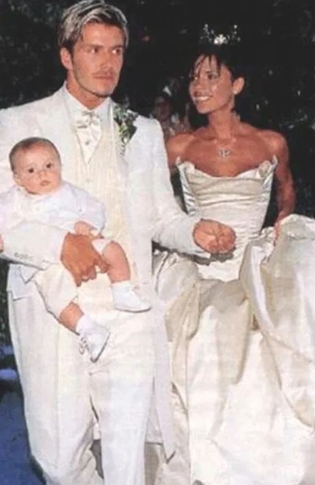 David and Victoria Beckham on their wedding day in 1999.