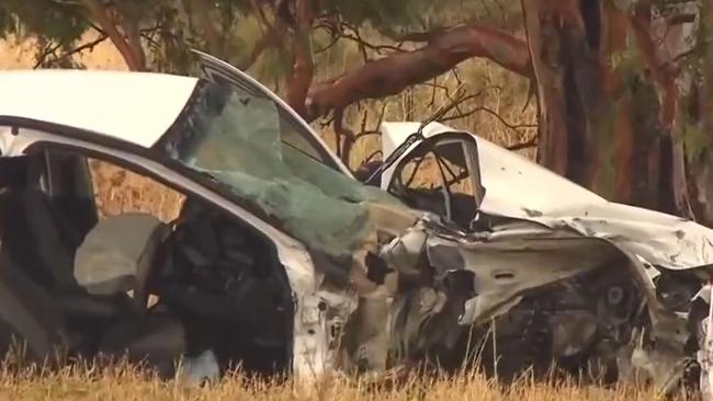 Two people have been rushed to hospital with serious injuries after a smash between a car and a truck at Two Wells. Picture 7NEWS