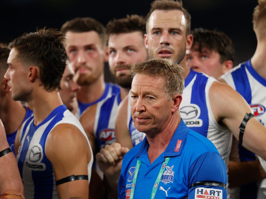 Another tough one for David Noble and the Roos. Picture: AFL Photos/Getty Images