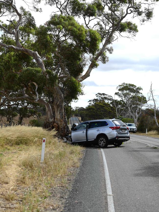 Playford Primary principal Dean Clark, 49, died at the scene on Alexandrina Rd. Picture: AAP/Mark Brake