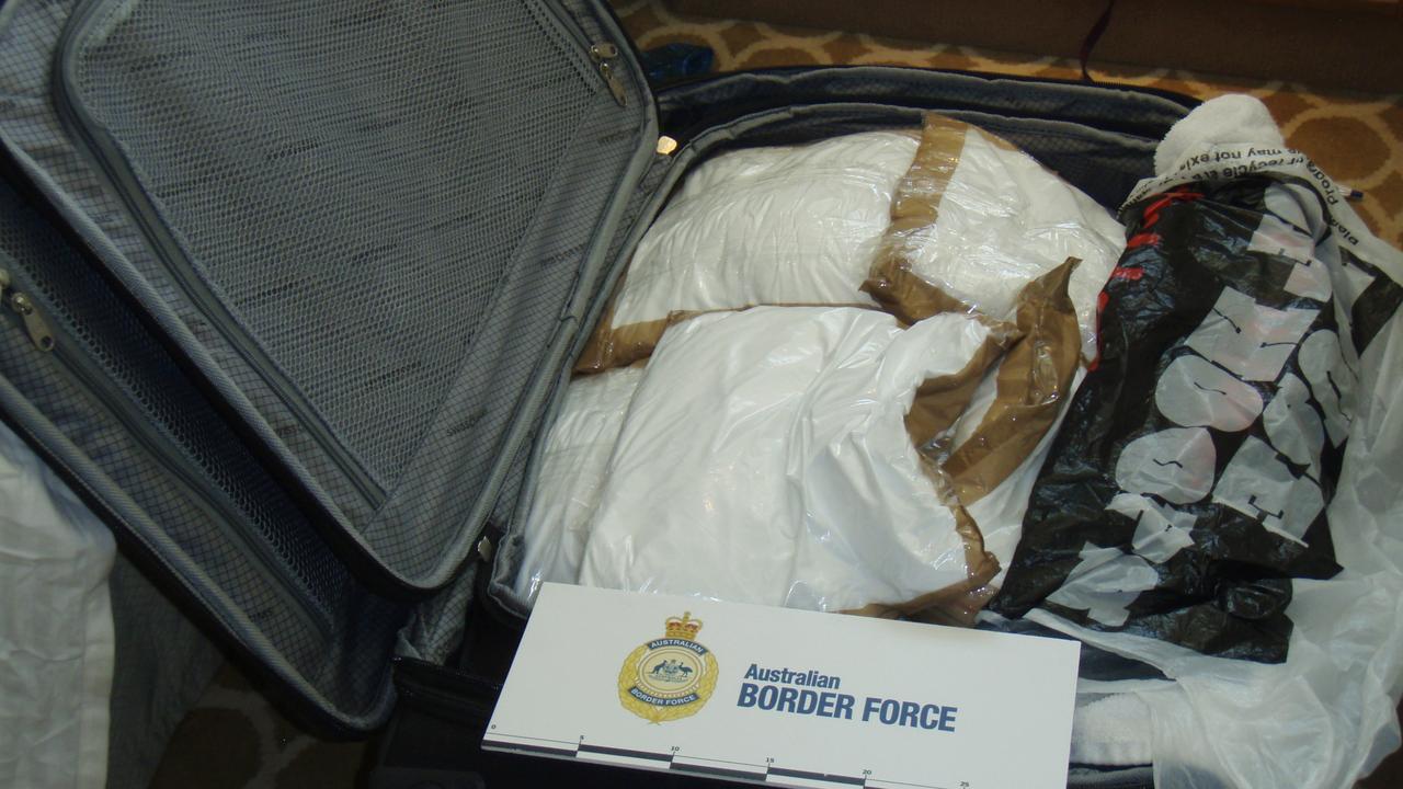 The cocaine packed in ziplock bags and taped into suitcases on-board the Sea Princess. Picture: Australian Border Force/ AP