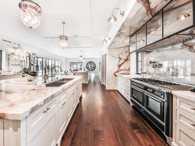 An expansive marble kitchen is a feature. Photo: Joe Bryant