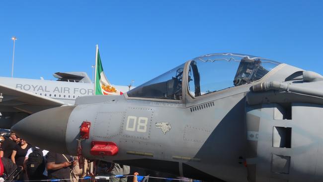 An Italian AV-8B Harrier on display.