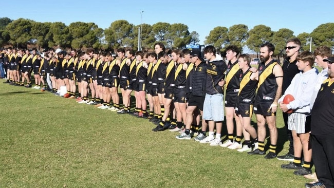 Mypolonga and Imperials, along with teams across the River Murray Football League paid tribute to the young Jervois player. Picture: Facebook