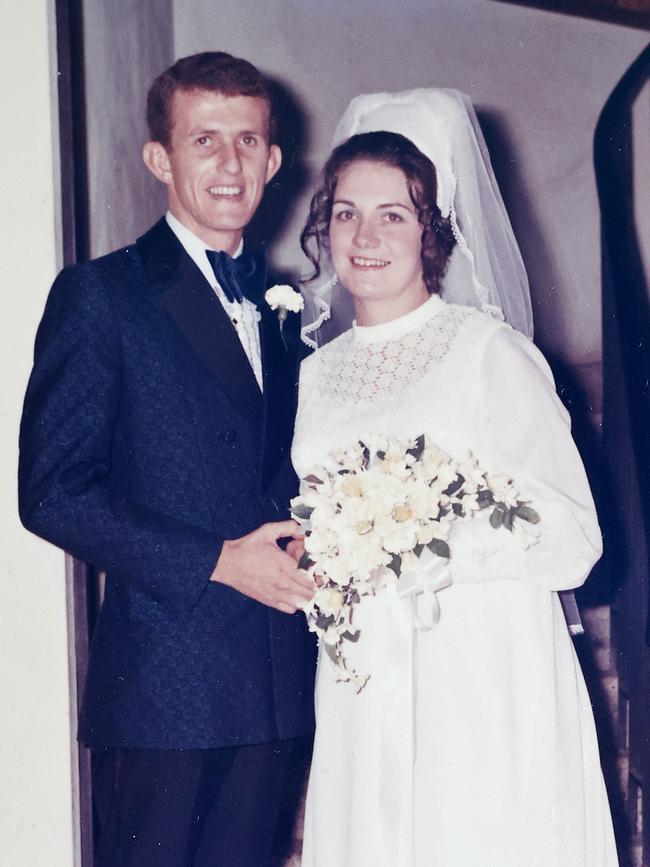 The pair on their wedding day in 1973. Picture: Tim Hunter.