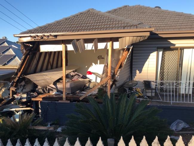 Mr and Mrs Lennard’s home after the crash. Pic: GoFundMe.