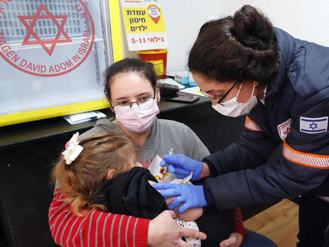 Israelis over the age of 60 and medical teams are eligible for a fourth Covid vaccination, with an Israeli study showing a five-fold rise in antibodies from the jab. Picture: AFP