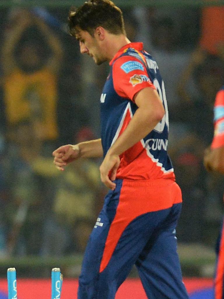 Pat Cummins in the IPL. Picture:AFP/Sajjad Hussain