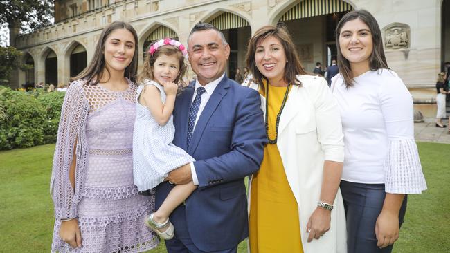 John Barilaro with his daughters Domenica, Sofia, Alessia and wife Deanna (second right).