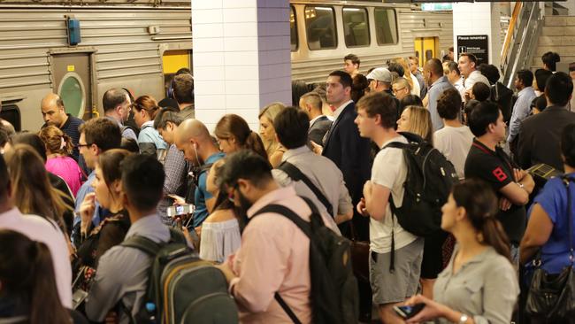 Commuters face lengthy waits for trains tomorrow in a significantly reduced schedule of services across Sydney. Picture: Christian Gilles