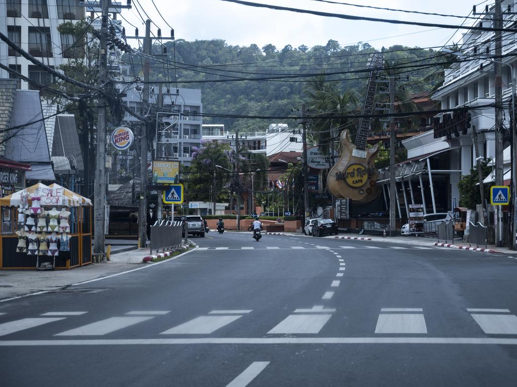 An almost completely empty street at Patong Beach. Picture: Sirachai Arunrugstichai/Getty Images