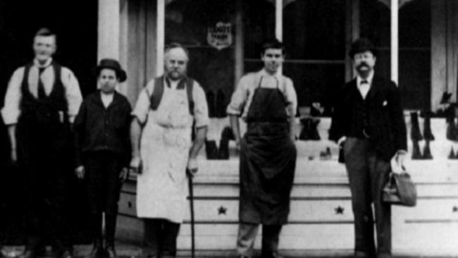 15/4/16 - Launch story for City Awards nominations opening. We have a new category this year on Hall of Famers for well established city businesses, Grundys shoes storeoriginal owner in 1910 Mr T Judd (holding vcane) - pic supplied by store