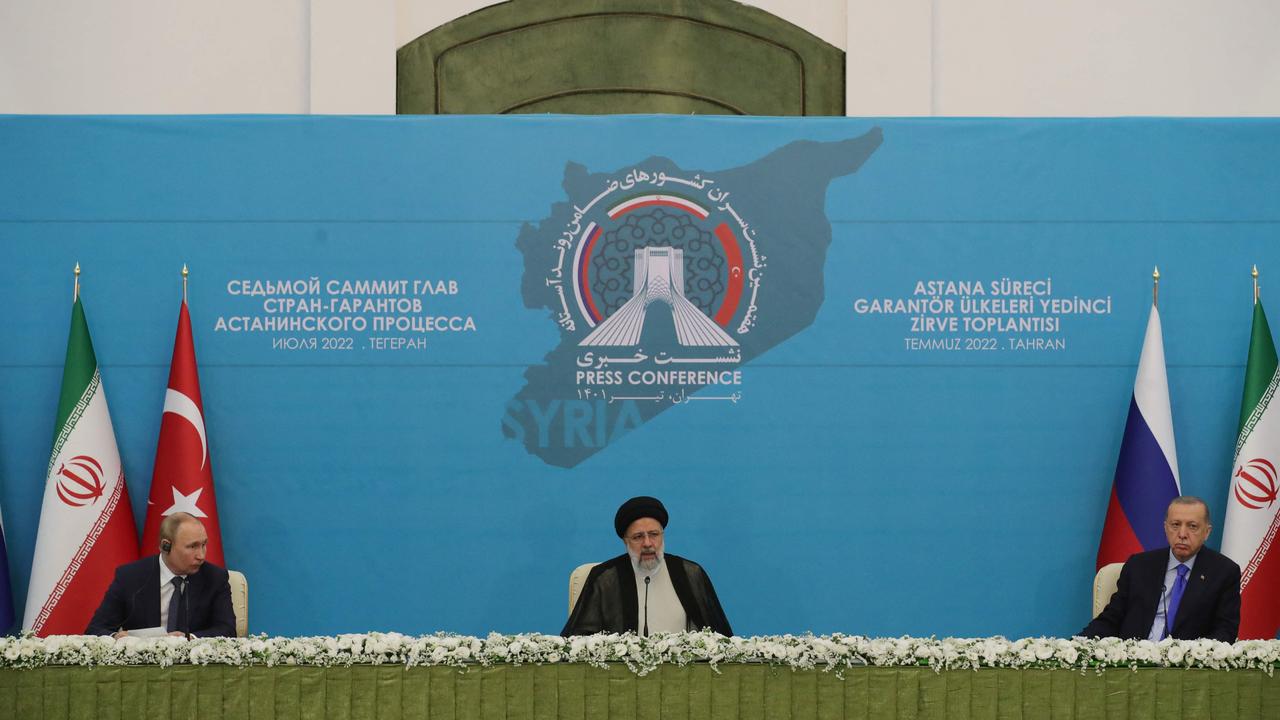 The summit was held to discuss the ongoing civil conflict in Syria, with the Black Sea grain blockade high on the agenda. Picture: Mustafa Kamaci/Turkish Presidential Press Service/AFP