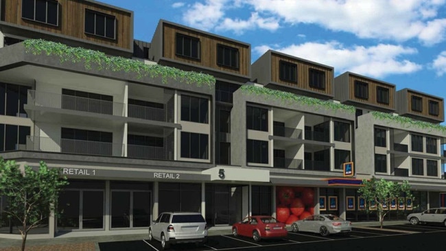 An artist’s impression of a proposed new development in Boronia, including an Aldi supermarket.