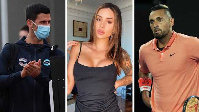 Novak Djokovic and Bernard Tomic's girlfriend Vanessa Sierra have earned the wrath of Nick Kyrgios. Pictures: Getty/Instagram