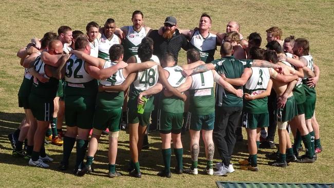 Ingle Farm’s C6 team singing the song after its round five against Golden Grove. Picture: Supplied, Ingle Farm Facebook