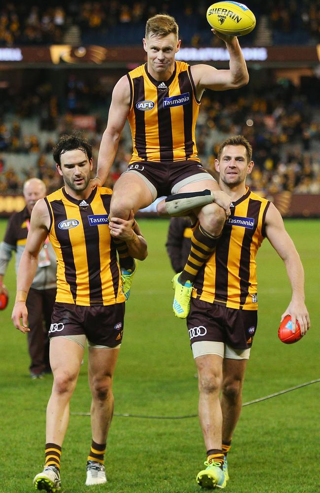 And then there was one: Luke Hodge is all that is left of the Hawks big three. Picture: Getty Images