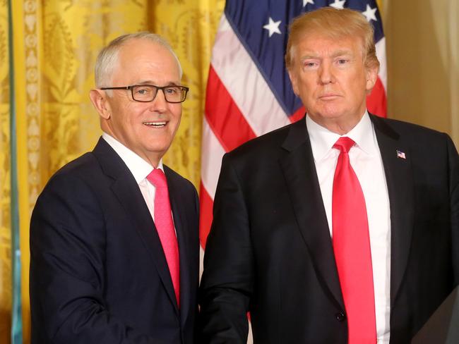 WASHINGTON DC.... US President Donald Trump and Australian Prime Minister Malcolm Turnbull hold a joint press conference in the East room at the White House in Washington DC. .   Pic Nathan Edwards