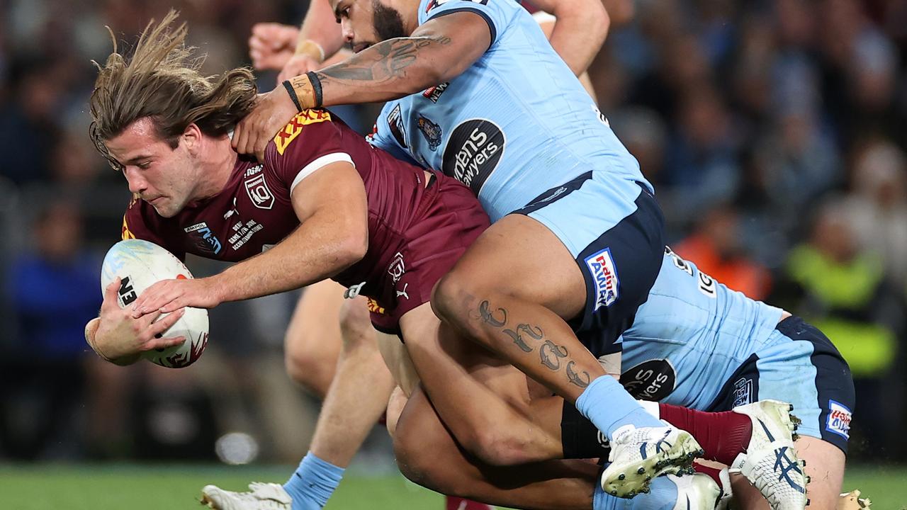 Pat Carrigan was outstanding for the Maroons. Picture: Cameron Spencer/Getty Images