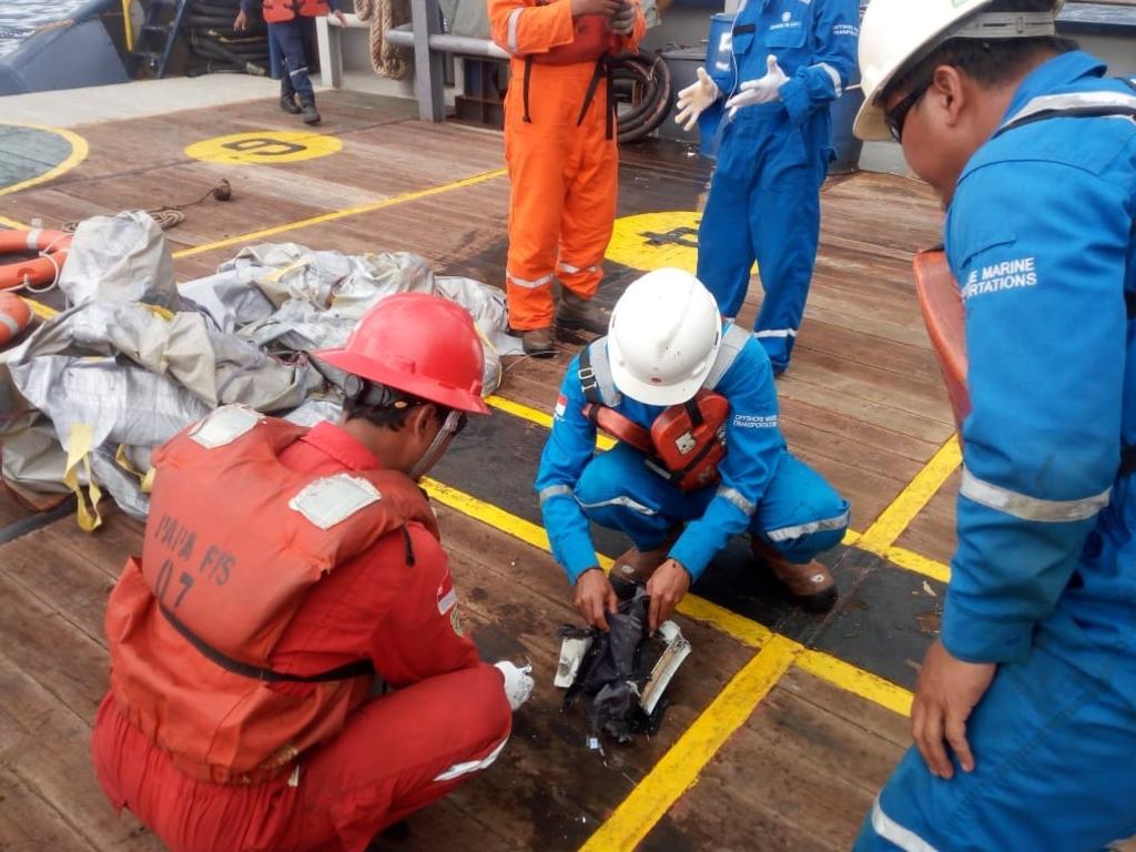 A vessel belonging to Indonesian energy firm Pertamina official reported seeing more debris. Picture: Sutopo Purwo Nugroho — @Sutopo_PN, Twitter