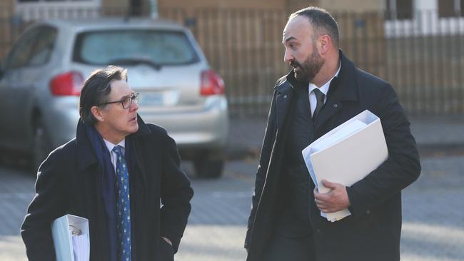 Moe Sultan on right arriving at court. Sultan case at the supreme court in Hobart. Picture: Nikki Davis-Jones