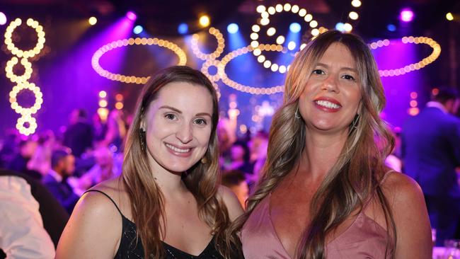 Jess McMullen and Sarah Bond at the Gold Coast Business Excellence Awards Gala 2023 at The Star Gold Coast. Picture: Portia Large