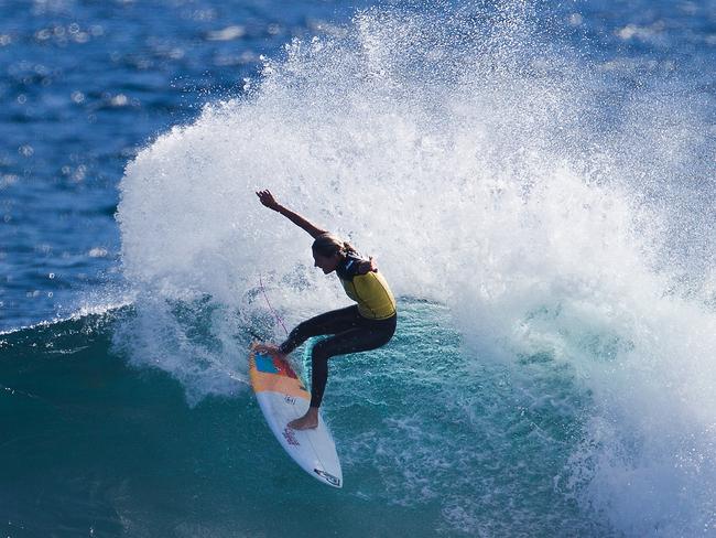 Five times ASP Womens World Champion Stephanie Gilmore of Tweed Heads, Gold Coast, Australia (pictured), advanced into the Semifinals of the Drug Aware Margaret River Pro, defeating Courtney Conlogue (USA) in the Quarterfinals at Margaret River today.