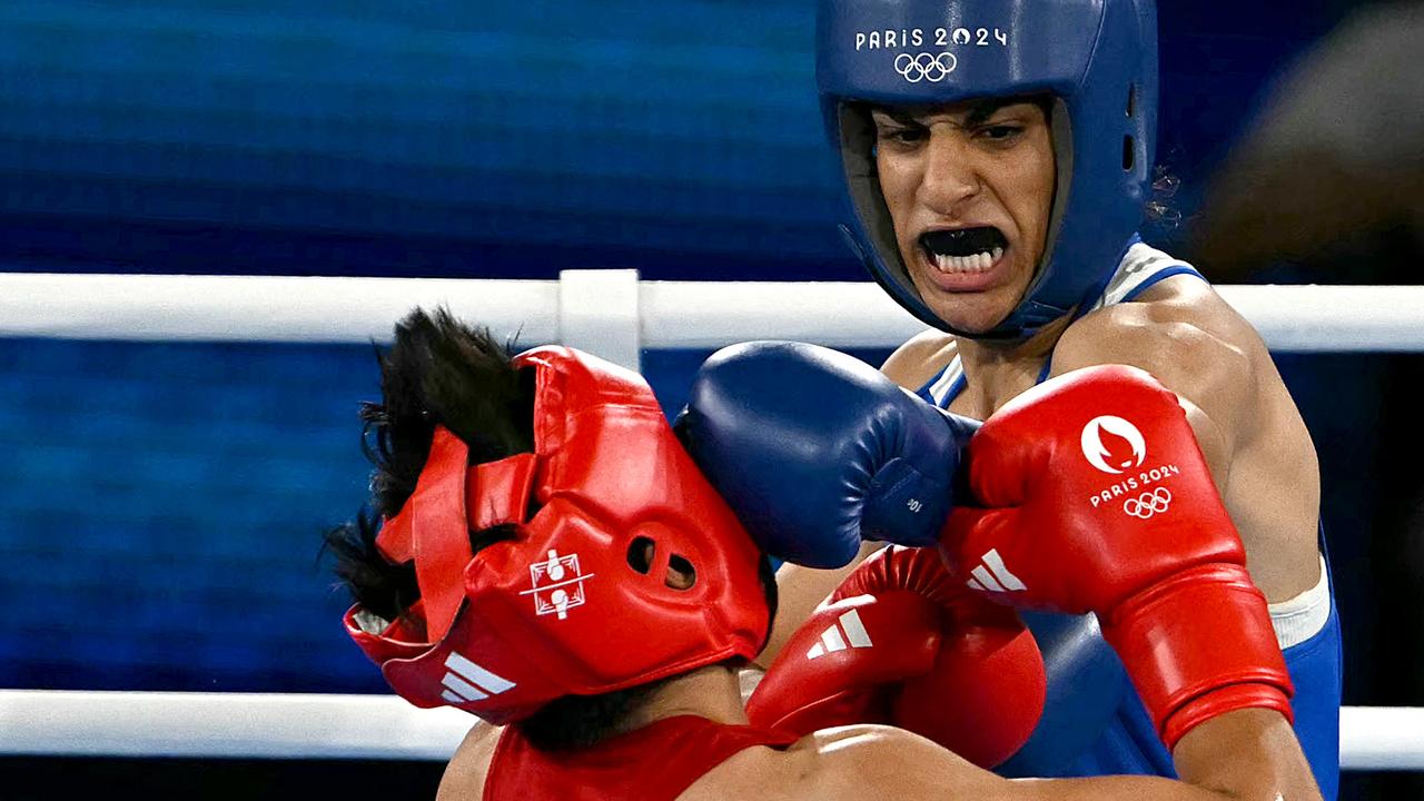 Thailand's Janjaem Suwannapheng and Algeria's Imane Khelif compete in the women's 66kg semi-final boxing match. Picture: AFP