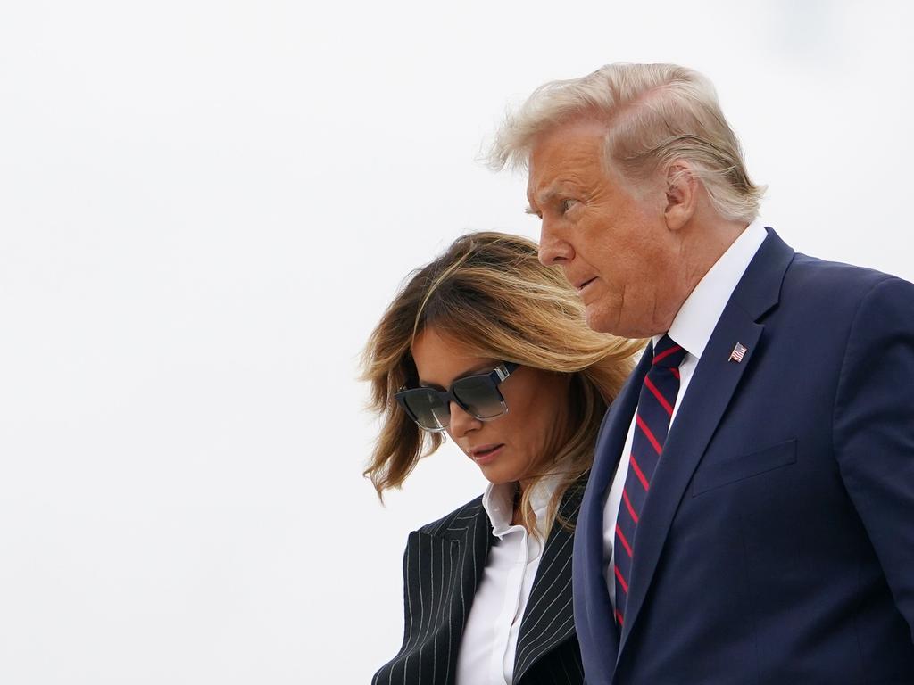 US President Donald Trump and First Lady Melania Trump step off Air Force One this week. Picture: Mandel Ngan/AFP