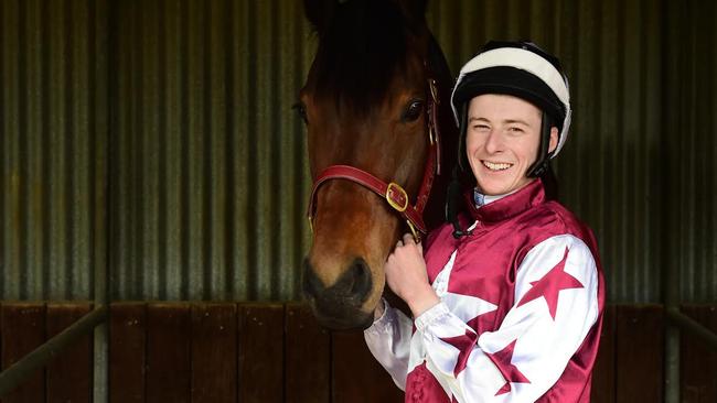 Harry Coffey, one of the nation’s most promising jockeys, is battling the disease Cystic Fibrosis. Picture: Zoe Phillips