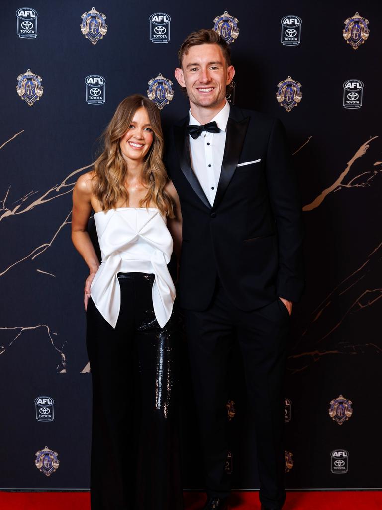 Harris Andrews and Emily Halverson at the Gabba Brownlow Medal event. Picture: Josh Woning