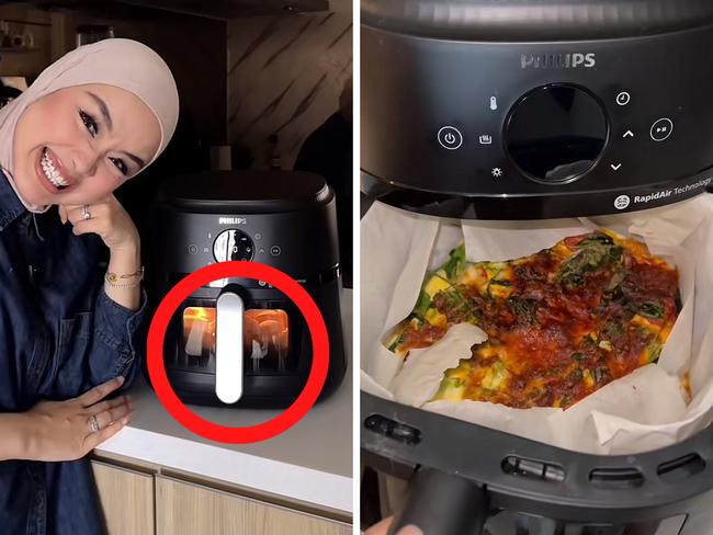 Watch your food be cooked to perfection with this game changer air fryer. Picture: TikTok/@aidarazman