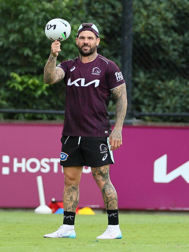 Adam Reynolds during the Brisbane Broncos training at Red Hill. Picture: Tertius Pickard