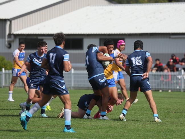 Pictured is The Peter Mulholland Cup at Ringrose Park, Wentworthville today. Patrician Brothers Blacktown v Matraville SHS. Picture: Tim Hunter.