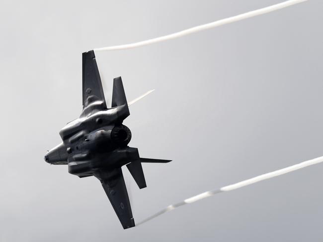 The Lockheed Martin F-35 Lightning II banks hard at the Farnborough Airshow, south west of London, last year. Quantum radar appears impossible to jam or confuse. Picture: AFP