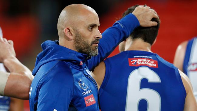 Rhyce Shaw’s final game for the Roos in 2020. Picture: Michael Willson/AFL Photos via Getty Images