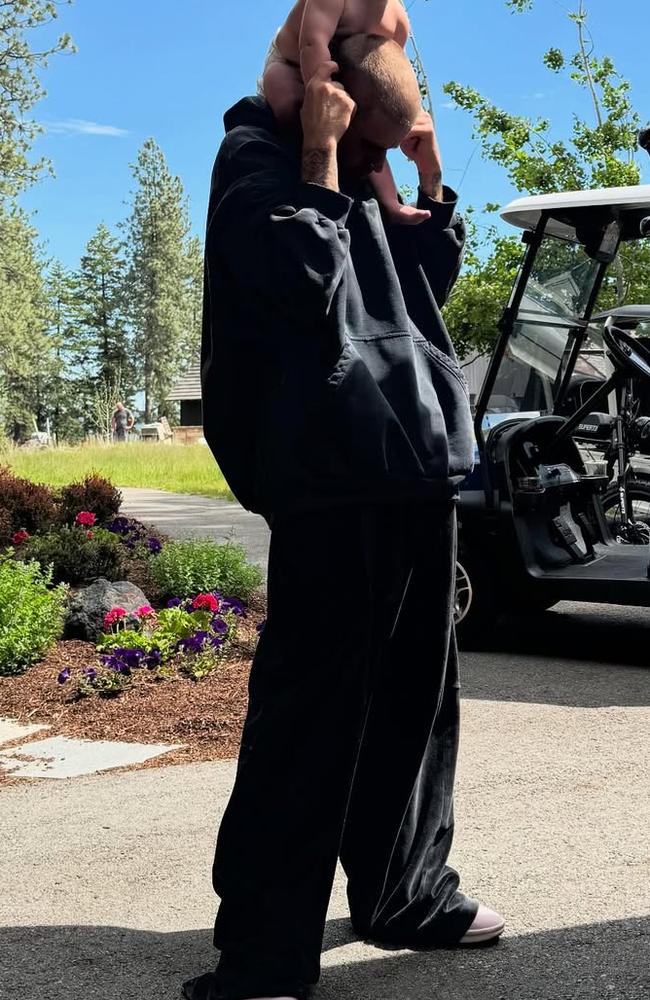 Justin Bieber fans are concerned over his latest Instagram upload with son Jack. Picture: Instagram