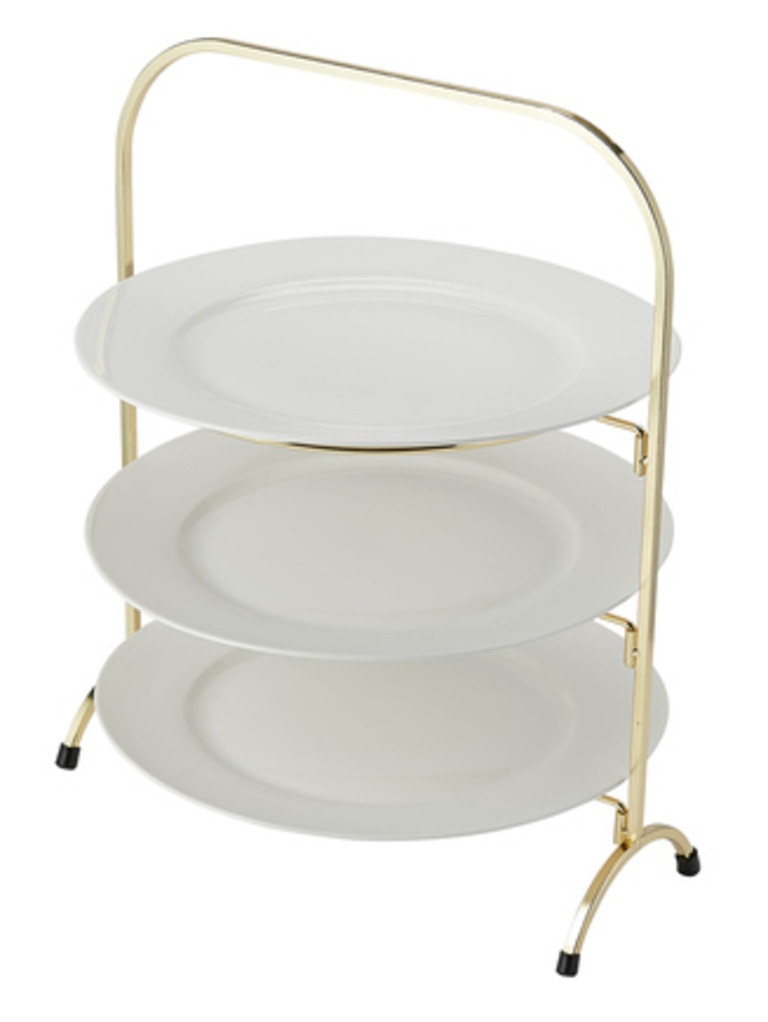 Other new homewares items in store include a three-tier plate stand … Picture: Kmart