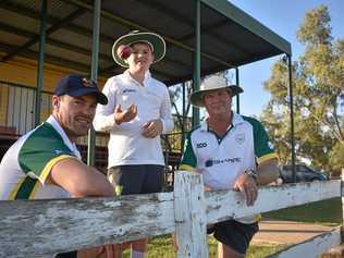 HAPPY CHAPS: President Scott Hilton, Cooper Langton and Junior President Darryl Langton are looking forward to their new fence. Picture: JAMES LIVERIS