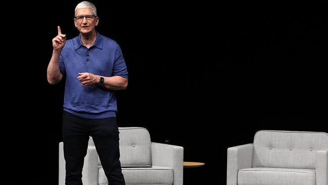 Apple CEO Tim Cook delivers remarks at the start of the Apple Worldwide Developers Conference. Picture: Justin Sullivan / Getty Images via AFP