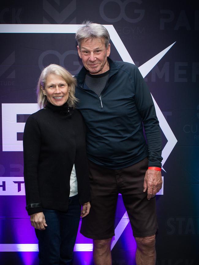 Sue Stanley and Sam Newman at a MMA fight. Picture: Supplied/John Tsialos