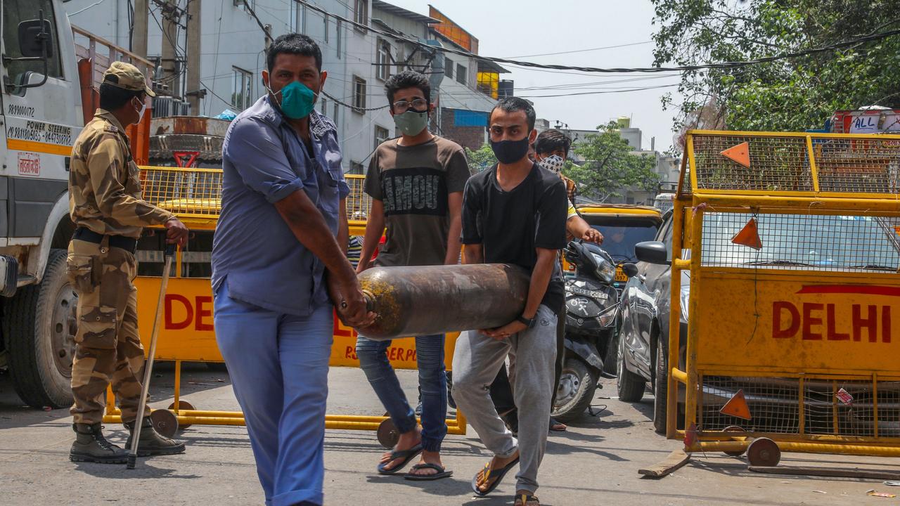 The southern US has joined 19 countries including India (above) where oxygen is now in short supply. Picture: Naveen Sharma/SOPA/Getty