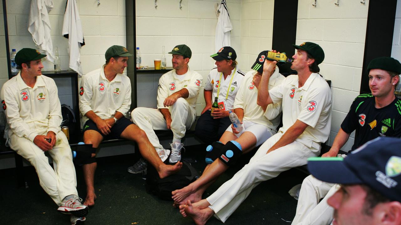 Justin Langer (second from left) with a couple of legends.